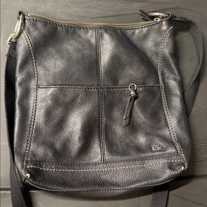 The Sak Black Leather Bag with Patterned Lining